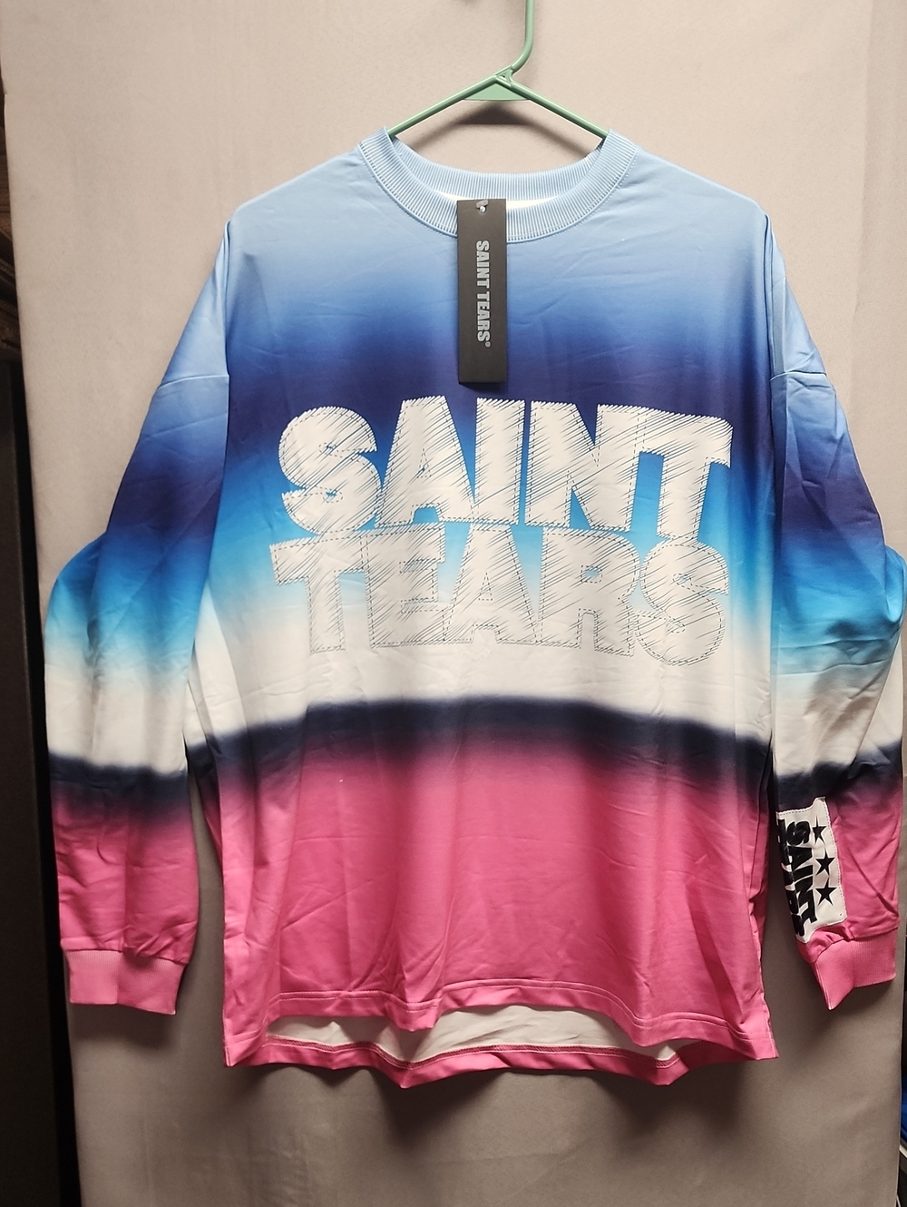 Men's Saint Tears Oversized Long Sleeve Shirt - Blue & Pink
